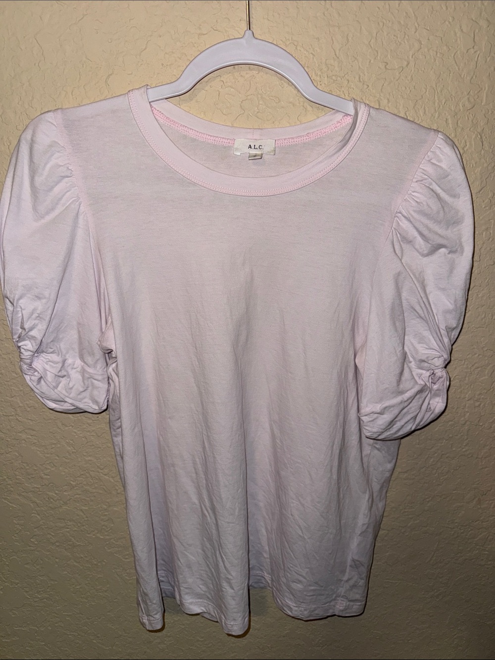 A.L.C. Puff Sleeve Crewneck Tee in Pale Pink